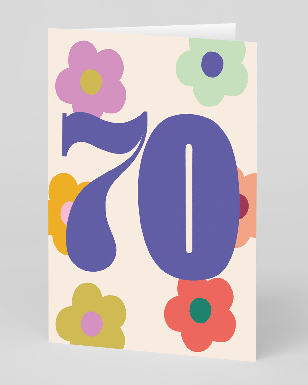 70th Birthday Card Colourful Bold Floral Numbers 70th Birthday Card