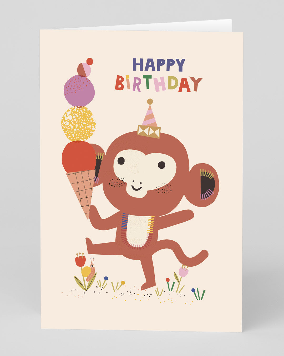 Birthday Card Playful Monkey And Ice Cream Birthday Card