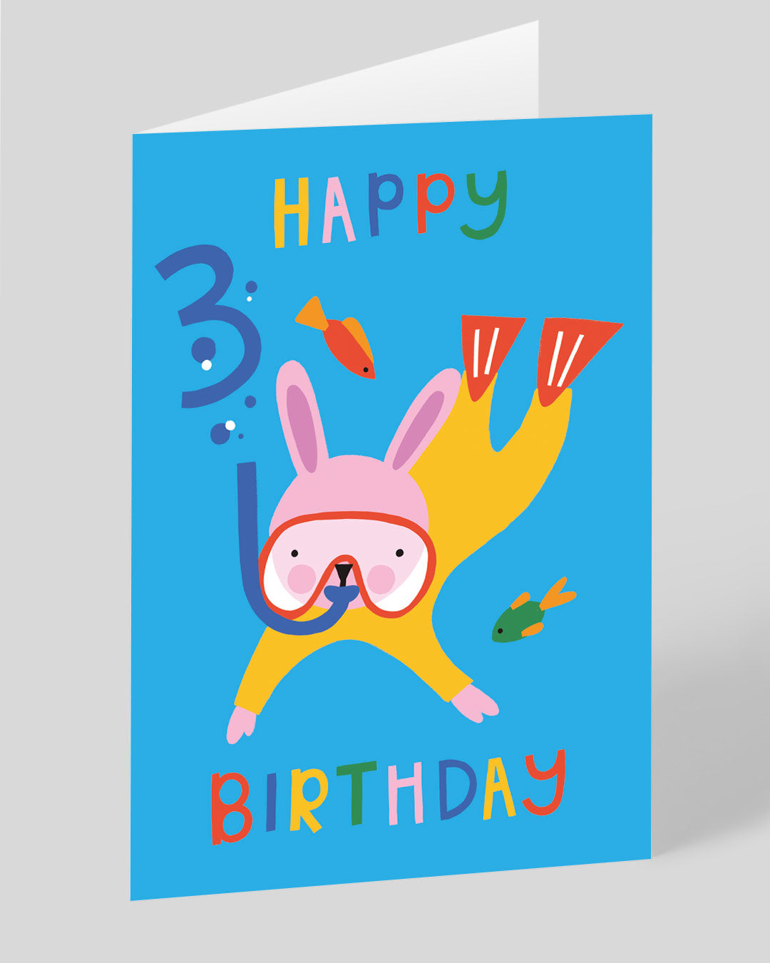 Funny Birthday Card Scuba Diving Rabbit 3rd Birthday Card