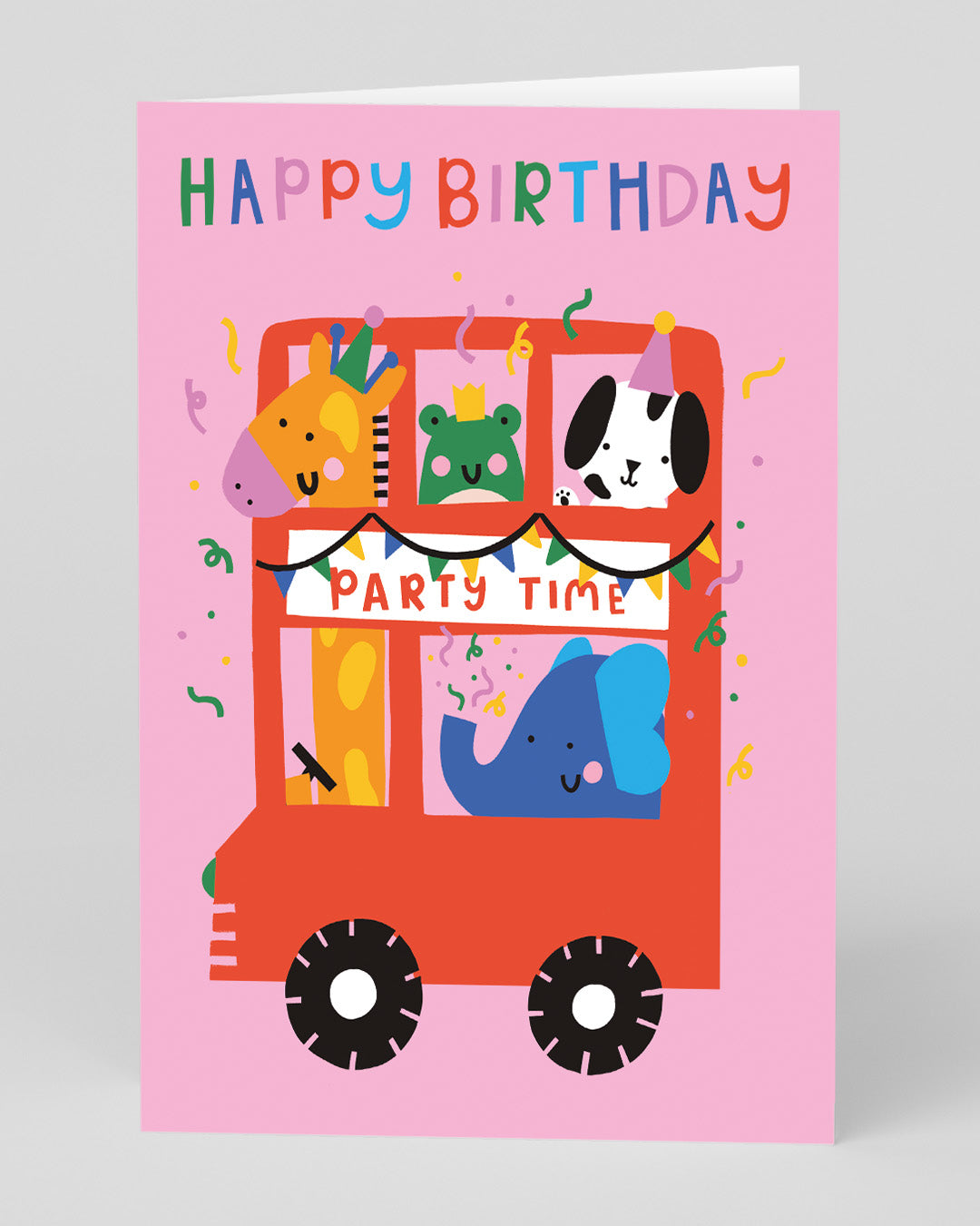 Funny Birthday Card Animal Party Time Bus Birthday Card