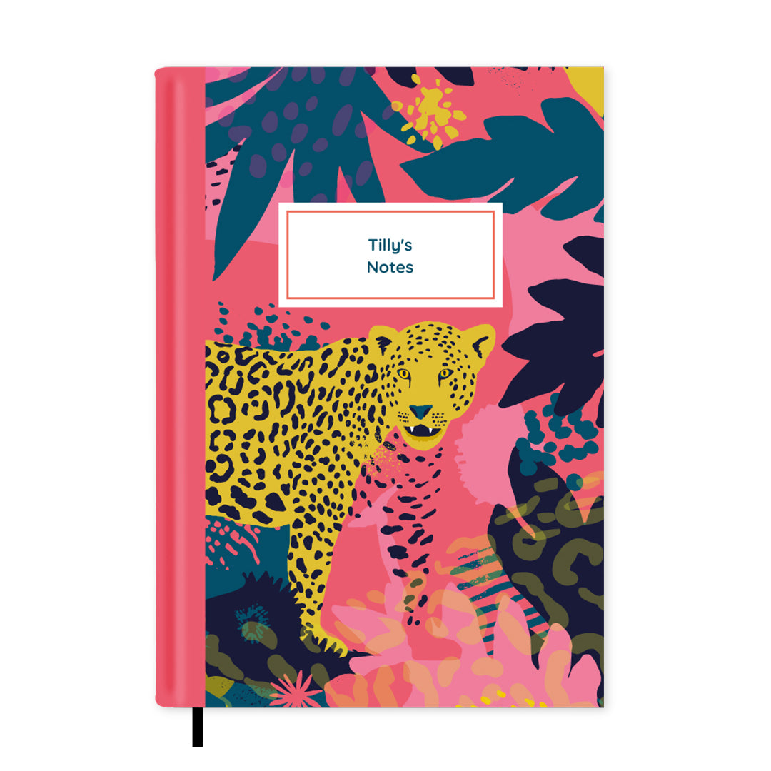 Leopard Print Personalised Notebook A5, Hard Cover / Plain