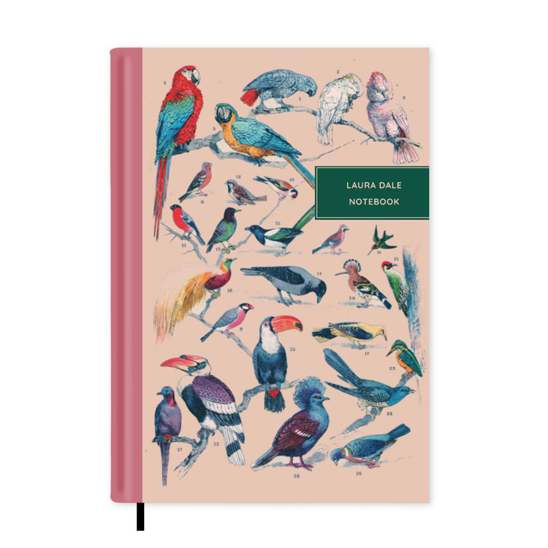 Vintage Illustrations Birds Personalised Notebook A5, Hard Cover / Plain