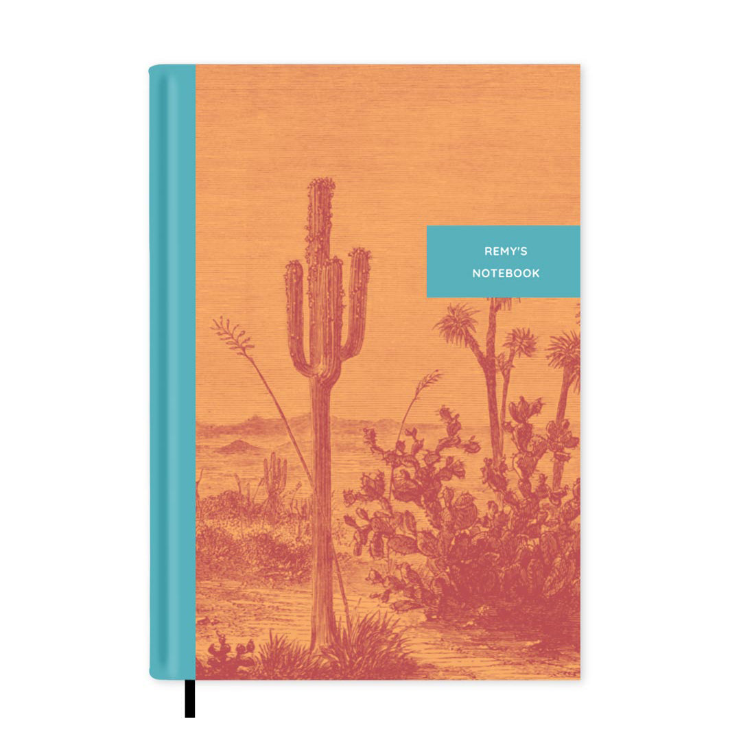 Vintage Illustration Cactus Personalised Notebook A5, Hard Cover / Lined