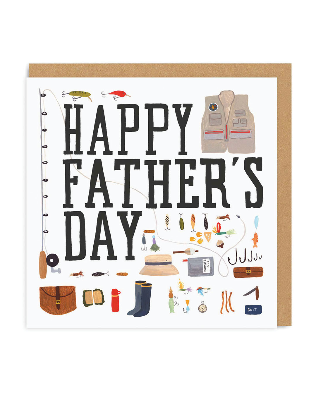 Father’s Day Cute Father’s Day Fishing Square Greeting Card