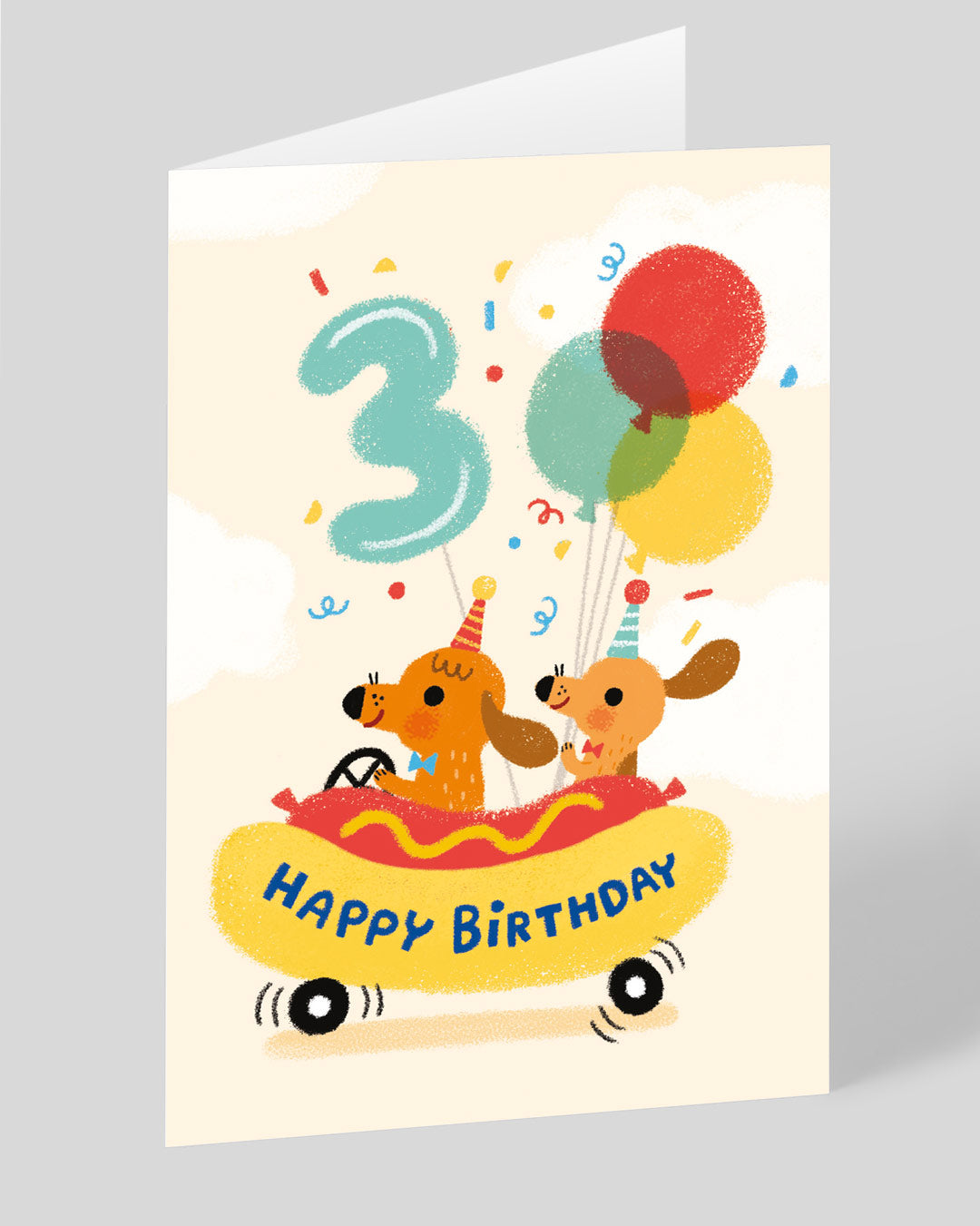 Birthday Card Hotdog Car 3rd Birthday Card