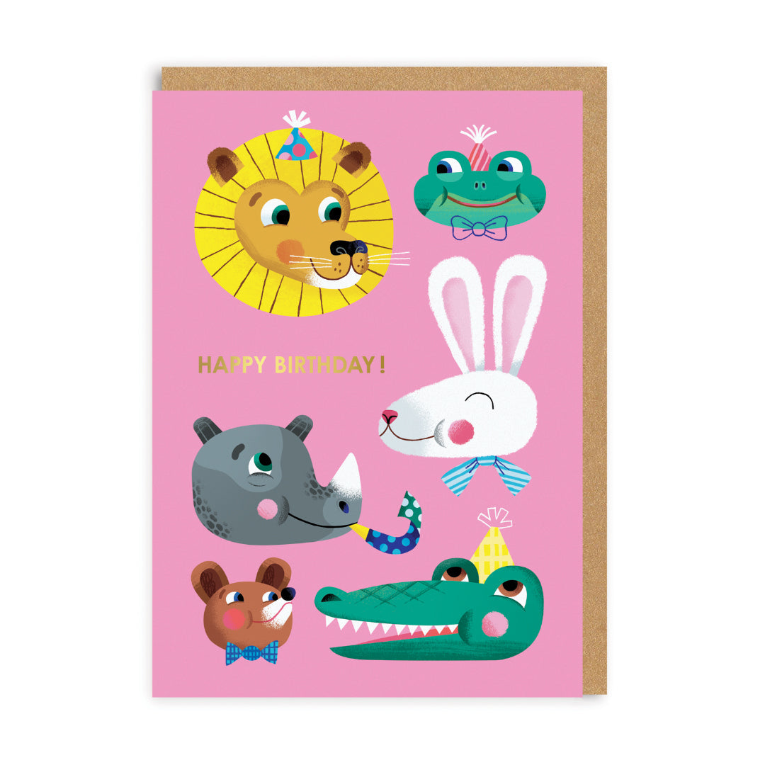 Birthday Card Animal Smiling Faces Birthday Card