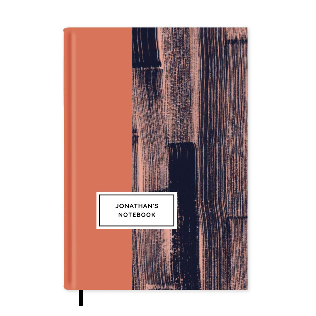 Straight Brush Strokes Personalised Notebook A5, Hard Cover / Dotted