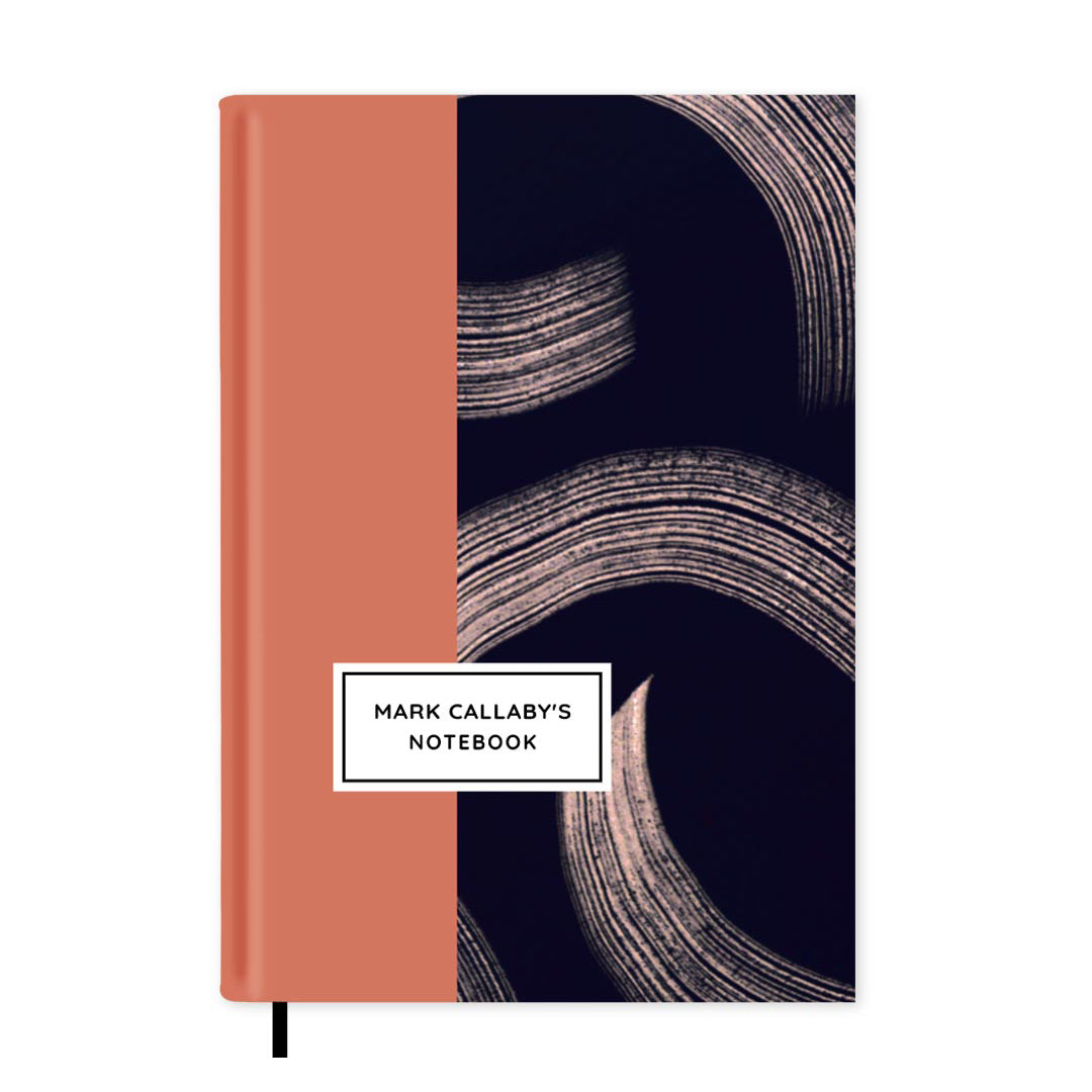 Curved Brush Strokes Personalised Notebook A5, Hard Cover / Lined