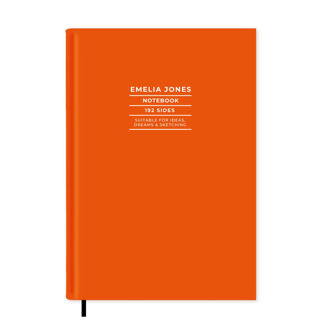Bright Orange Personalised Notebook A5, Hard Cover / Lined