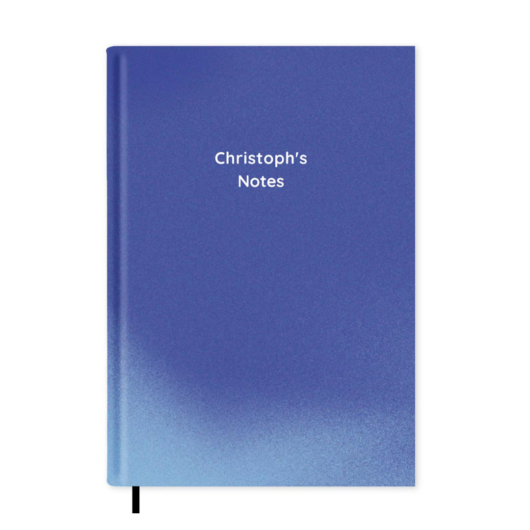Blue Ombre Personalised Notebook A5, Hard Cover / Lined