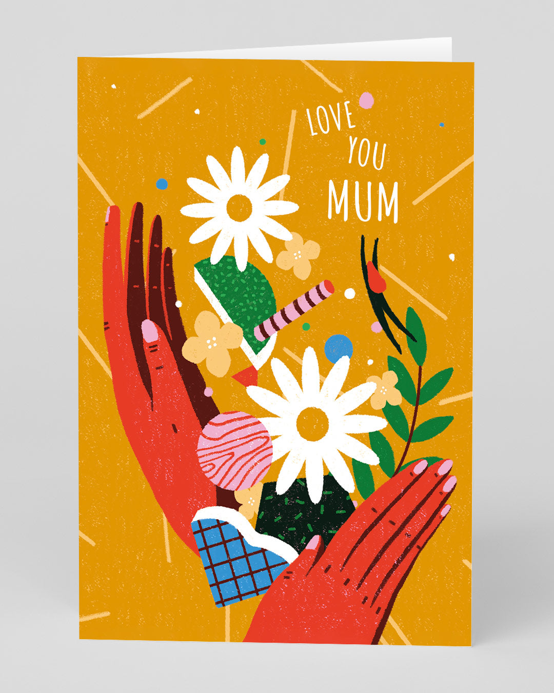 Birthday Card for Mum Love You Mum Flower Hands Greeting Card