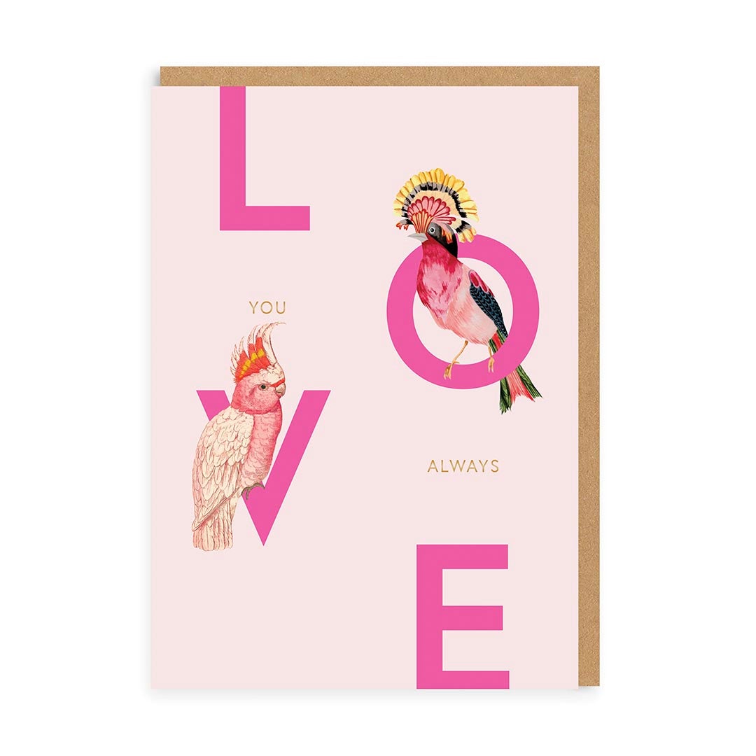 Valentine’s Day | Valentines Card For Him or Her | Love You Always Birds Greeting Card | Ohh Deer Unique Valentine’s Card | Artwork by Yvonne Ellen | Made In The UK, Eco-Friendly Materials, Plastic Free Packaging