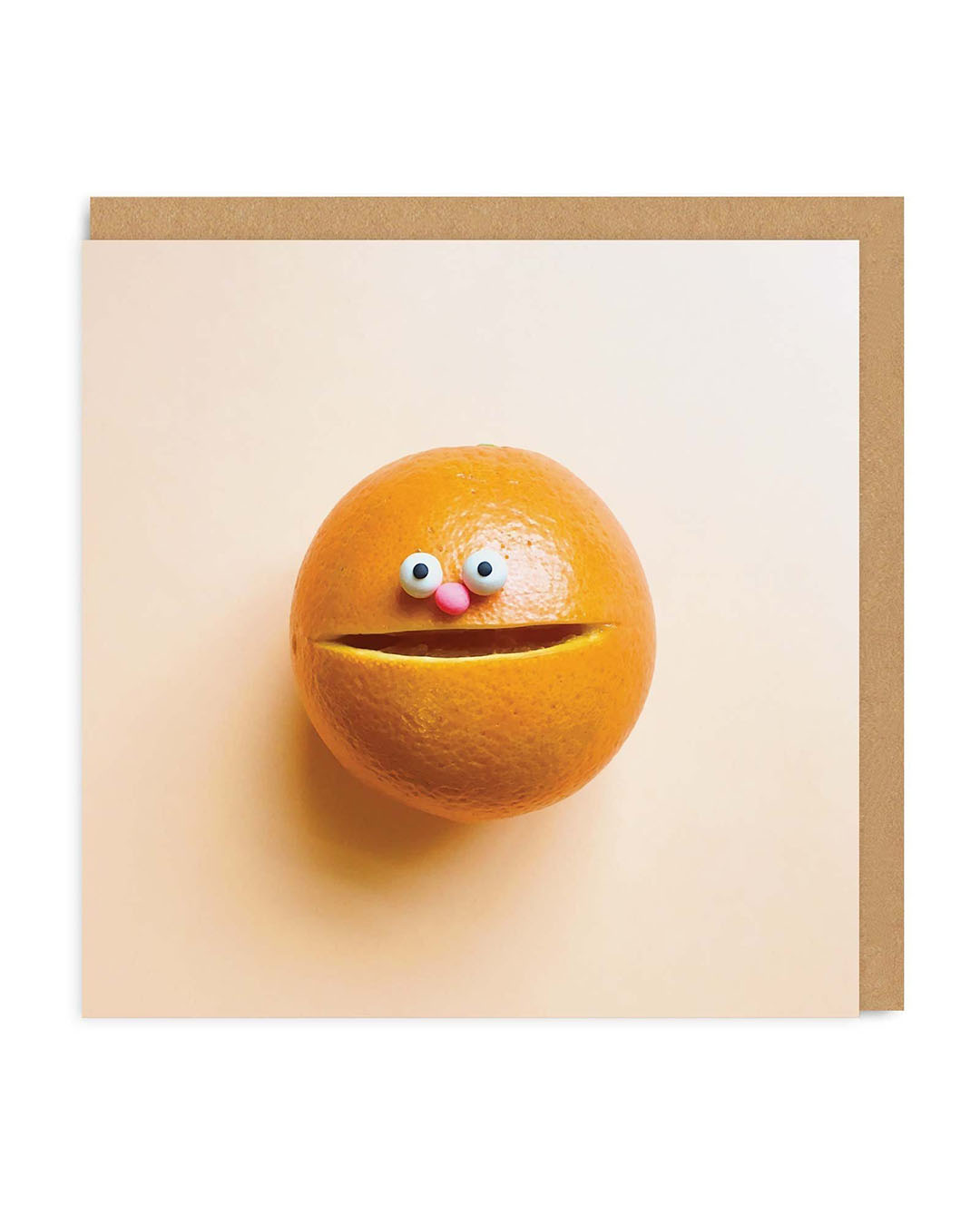 Orange Smiley Face Square Greeting Card