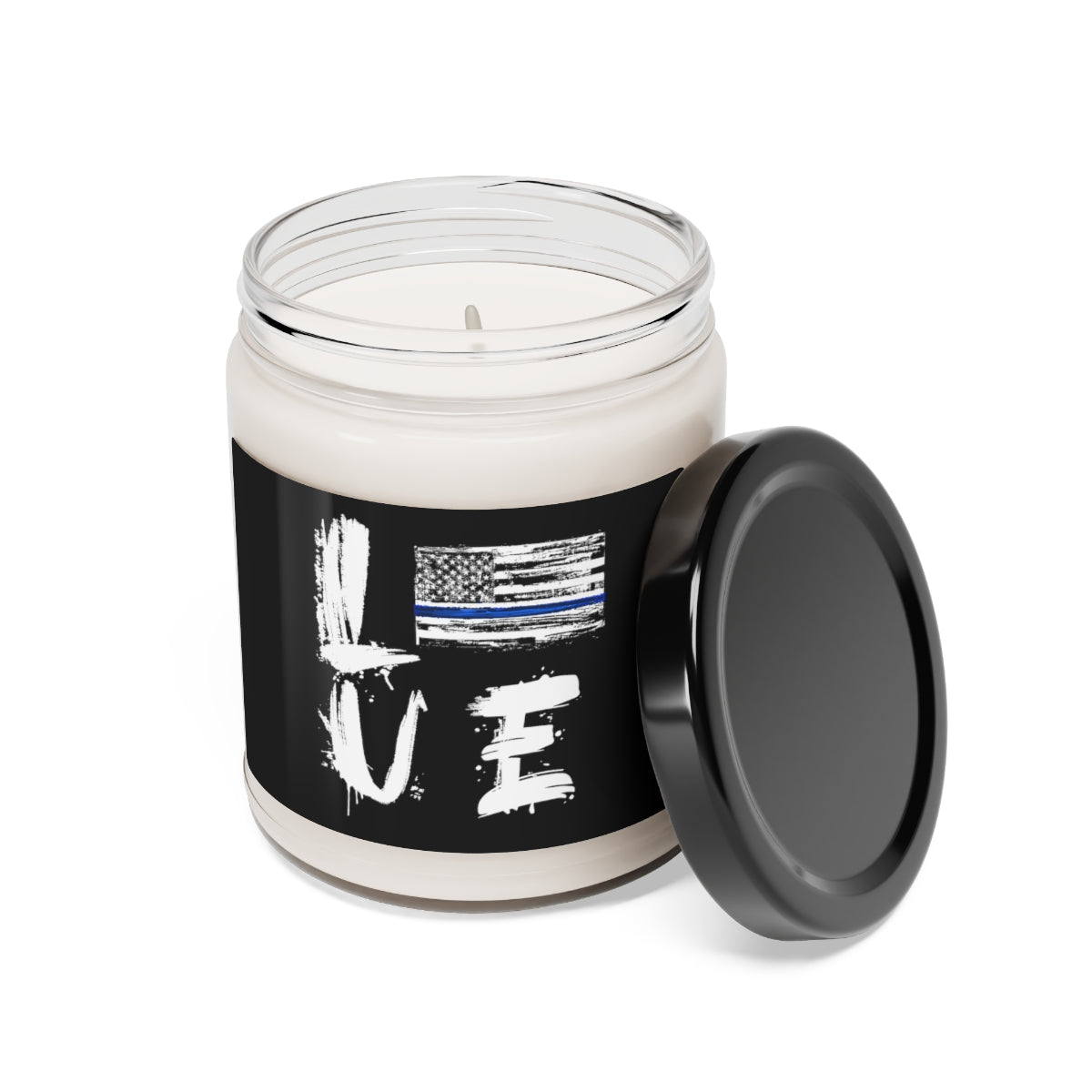 LOVE Thin Blue Line Flag Scented Soy Candle, 9oz 3 Scents Availble