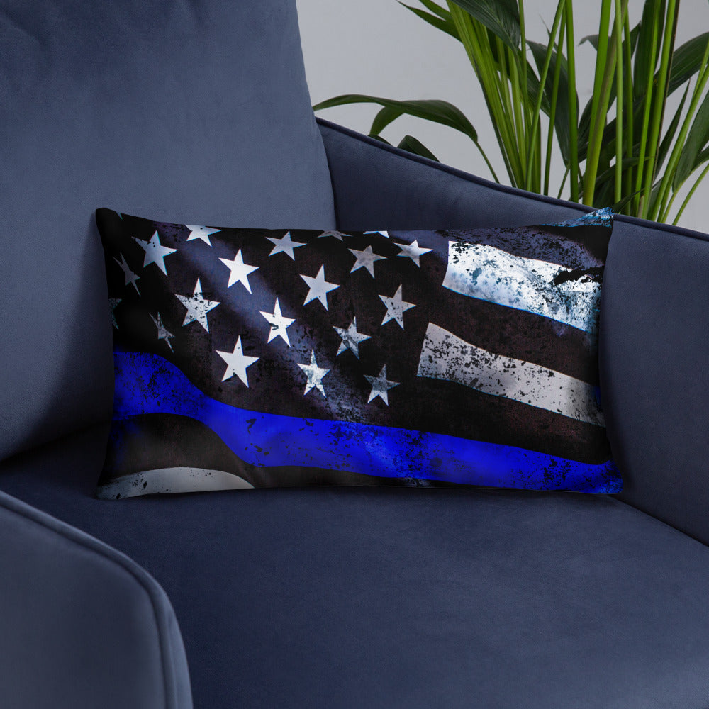 Thin Blue Line USA Wavy Flag Premium Pillow