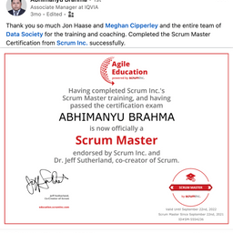 LinkedIn posts from Scrum Master student who completed their training