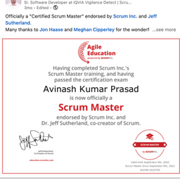 LinkedIn posts from Scrum Master student who completed their training