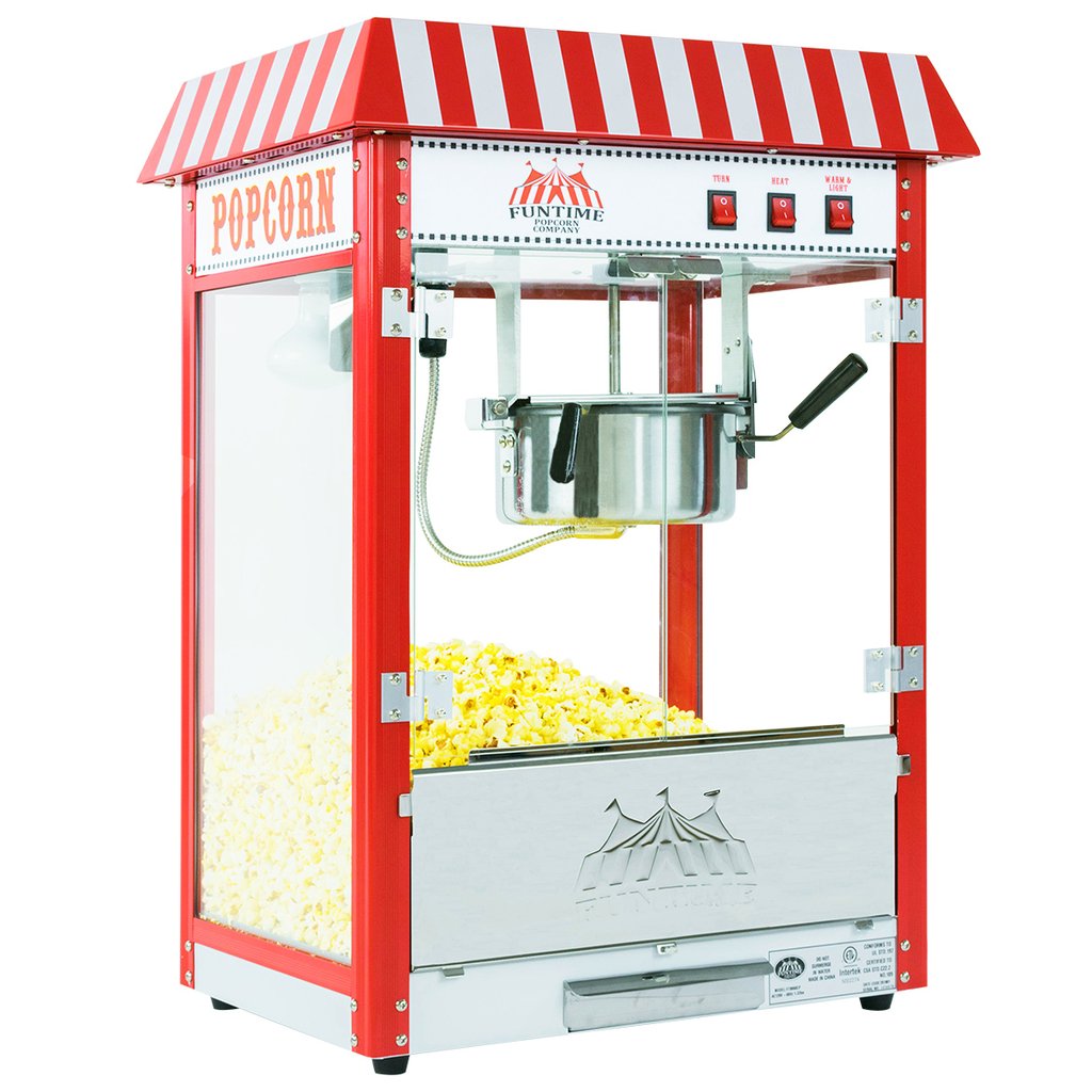 FunTime FT860CR 8oz Premium Red/Gold Popcorn Popper Machine Maker Cart  Vintage