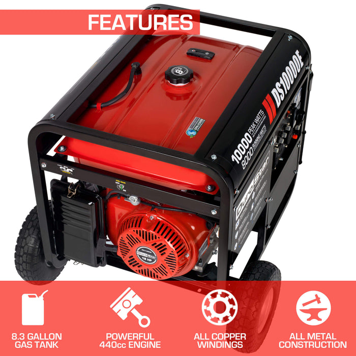 Durostar Dse Watt 440cc Portable Gas Generator W Electric Start And Wheel Kit