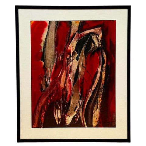 "Passion" Red, Black and White Oil Painting by Vahan Yervandyan