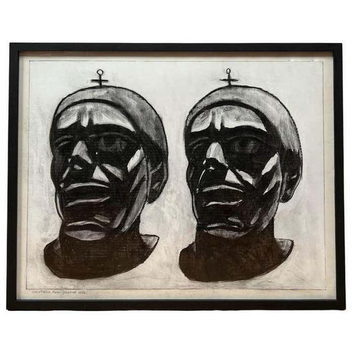 "Mesmerizing Twins" Black and White Drawing by Christopher Mark Brennan