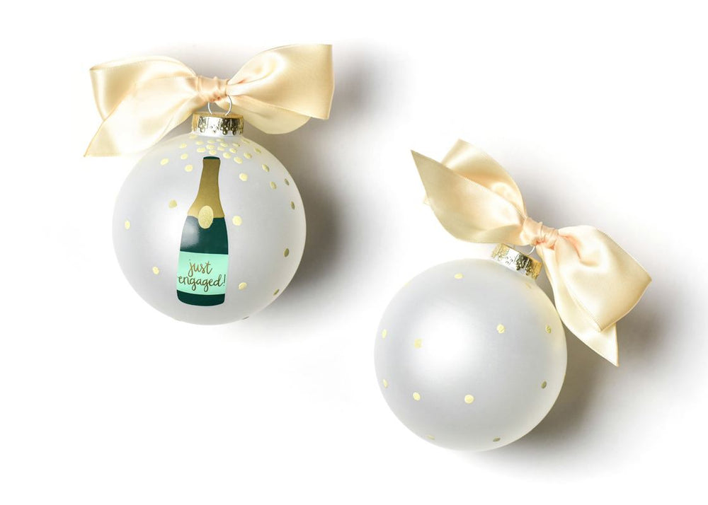 Just Engaged Champagne Pop Glass Ornament