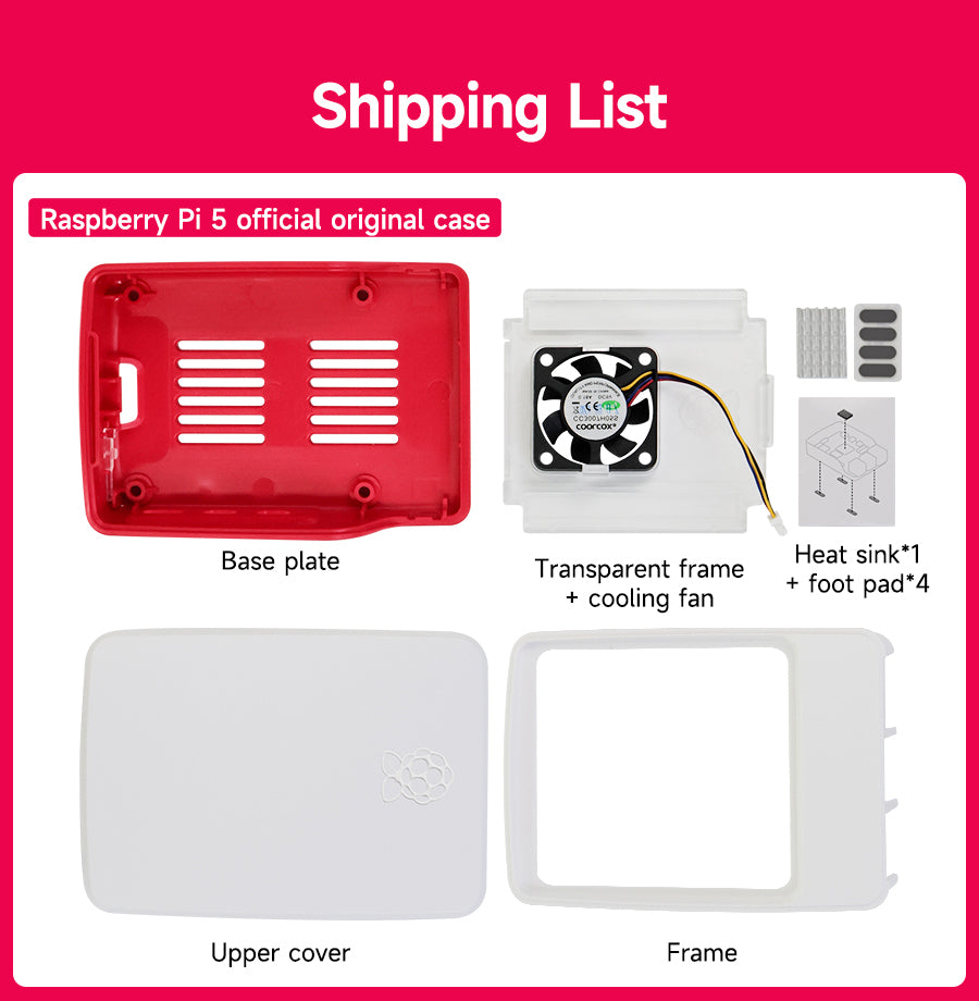 Raspberry Pi 5 Acrylic Case Transparent Shell Enclosure with Fan - MaidaTech