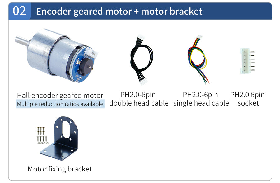 Yahboom 520 DC Gear Motor with Encoder 205RPM 333RPM 550RPM