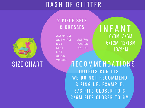 Dash Of Glitter Size Chart