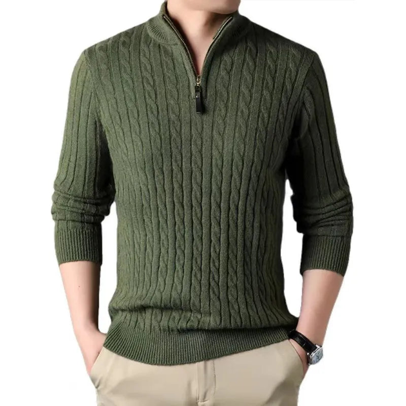 Winter Men's Slim Fit Quarter Zip Turtleneck Sweater