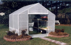 King Canopy Green House 10' x 10' x 7'11" - Steel Frame 1 3/8" Diameter - 6 Leg- 1 Piece Opaque Green House Cover- Zippered Front Door - Rear Vented Window with flap for complete enclosure