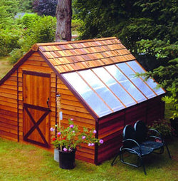 Sunhouse Cedar Wood Storage Shed and Greenhouse Combo Kit - 4 Sizes Available