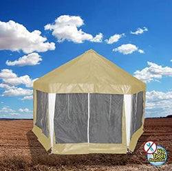 King Canopy 13 ft x13ft Hexagon Canopy with Tan / White Cover