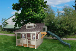 Little Cottage Craftsman Playhouse with slide Panelized Kit w/floor