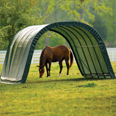 ShelterLogic 12x20x8 Round Style Run-In Shelter, Green Cover