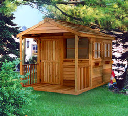 Gable Porch Cedar Wood Clubhouse - 6 Sizes Available