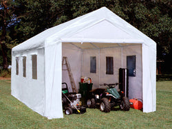King Canopy A-Frame Hercules Canopy (1.5'' purlins) - Snow Load Kit - 10' x 20' x 9'9"- 8 Legs - 180g/m2 Fitted Cover w/ Drawstring - Sidewalls with Windows - White