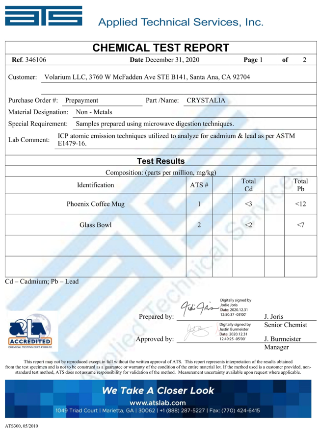 Crystalia lead-free glass