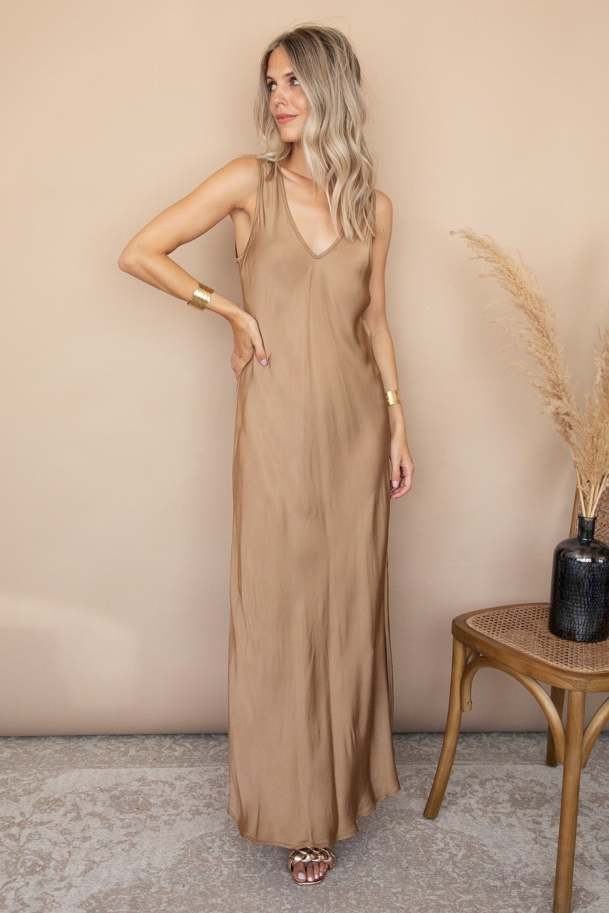 Image of Silky Beauty<br />Gold - Maxi Jurk
