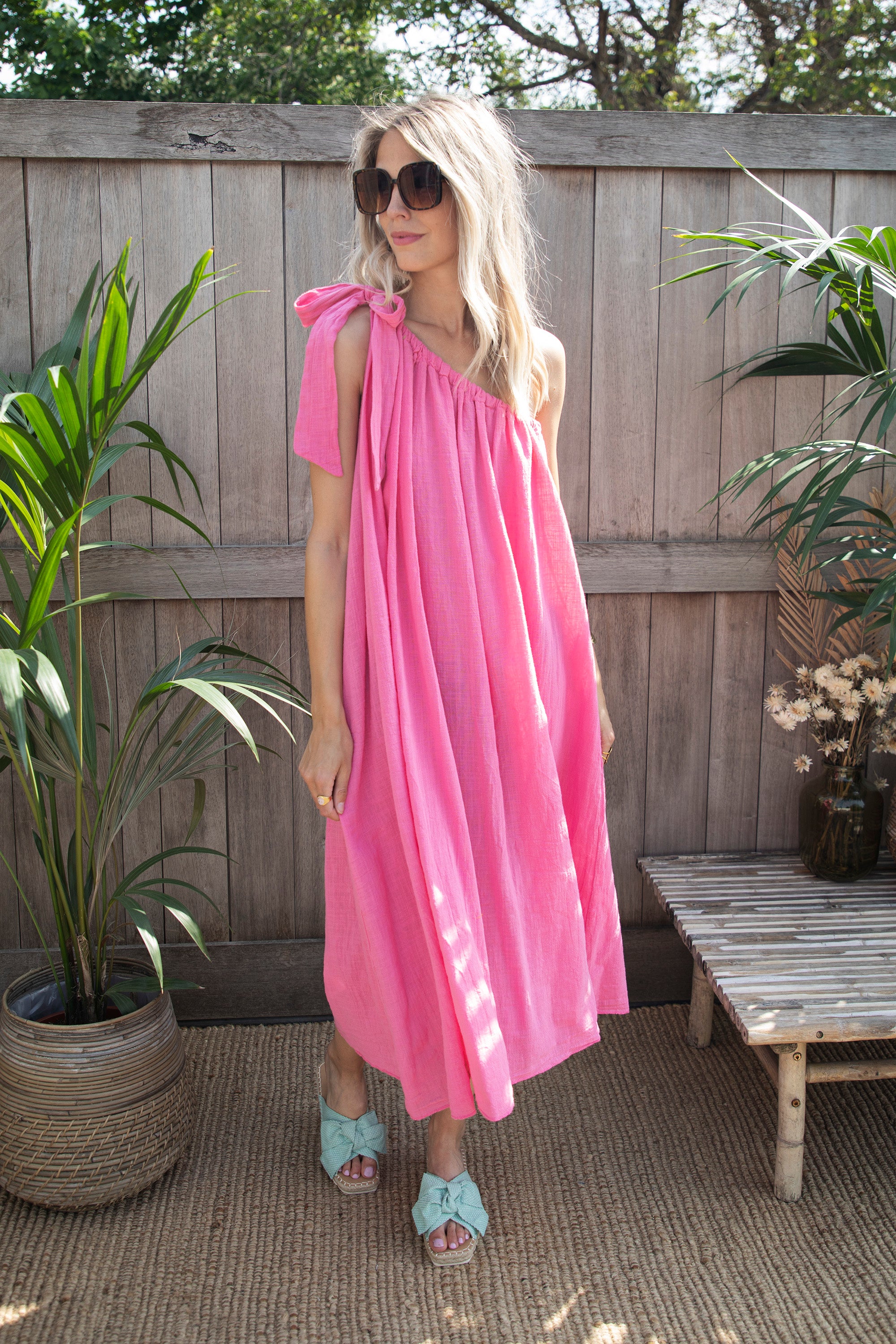 Image of Eveline One Shoulder<br />Pink - Maxi Jurk