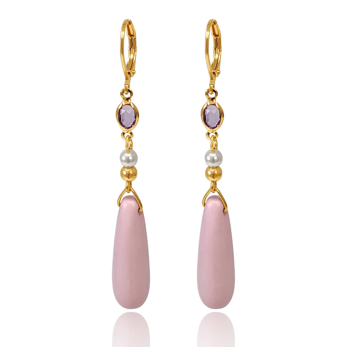 Long Drop Pink Earrings: Pastel Pink 1950s Earrings