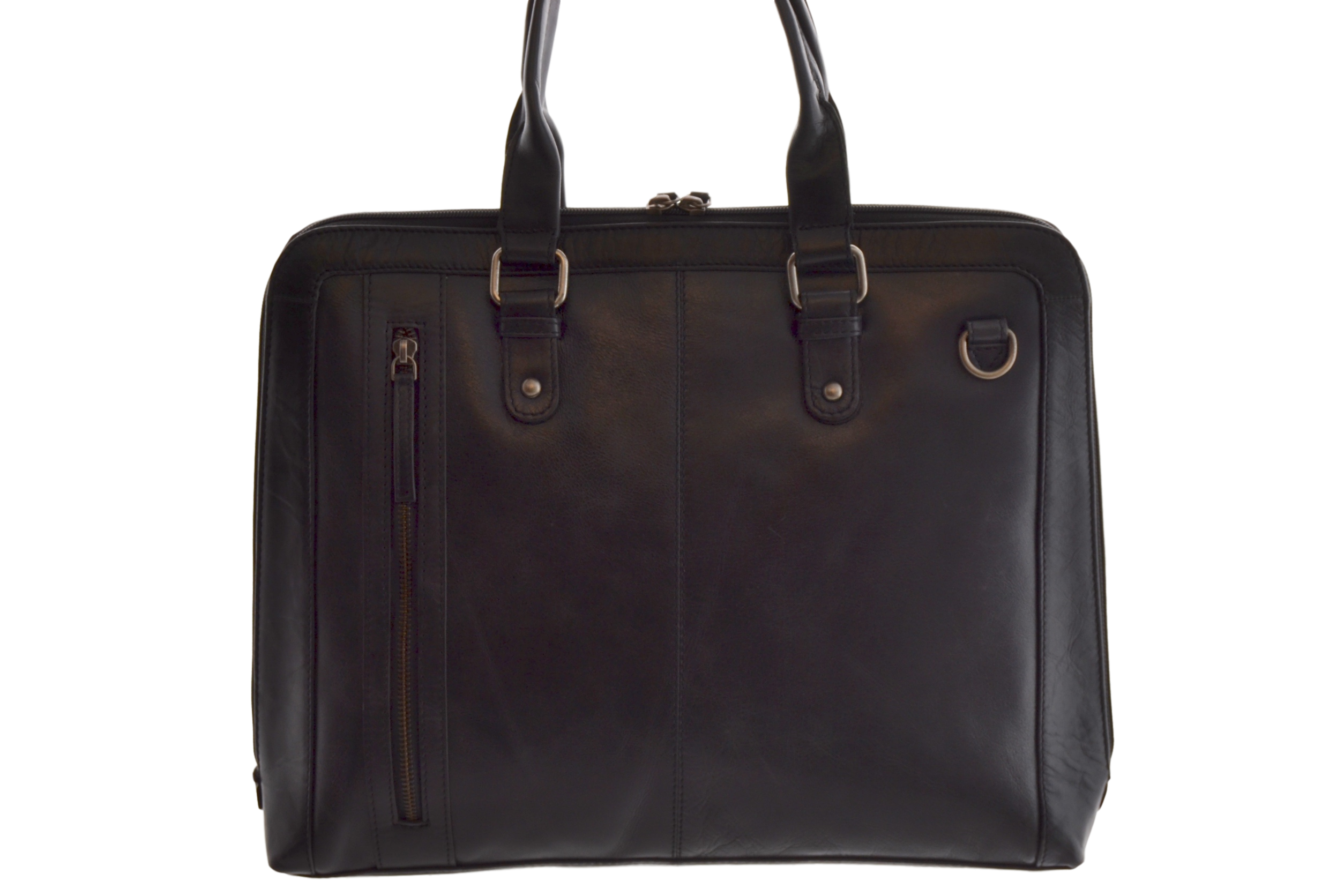 Leather Corium Sort læder laptop taske med elegante