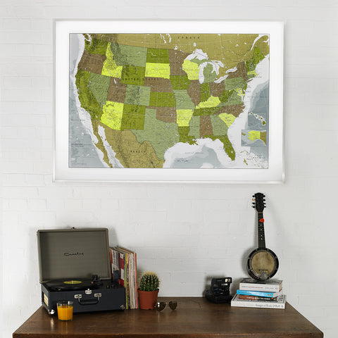 framed map of usa