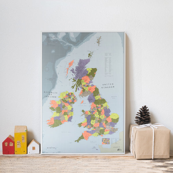 framed british isles wall map christmas gift