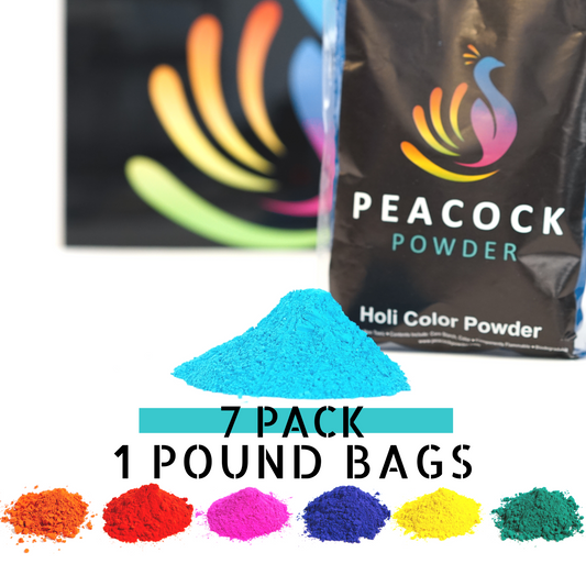 7 Pack [100g Bags] Holi Color Powder - Sample Pack – Peacock Powder