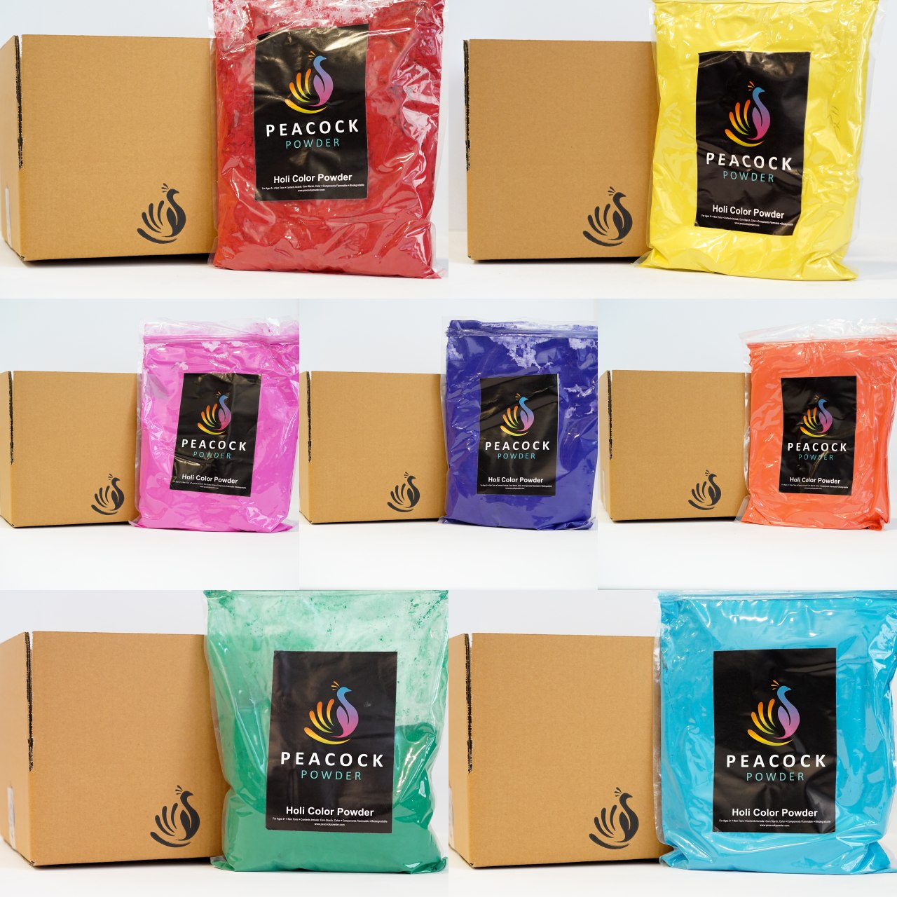 35lbs of Holi Color Powder - 7 Five Pound Bags