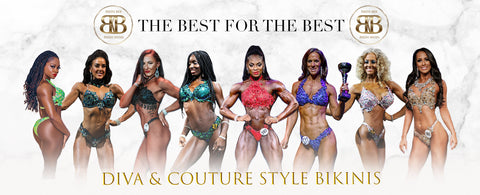 Diva and Couture style bikinis for WBFF, Pure Elite, Miami Pro, UKUP, FMC..beautiful fully customised and made to measure luxury competition bikinis. 
