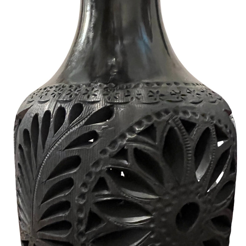 Barro Negro, Black Clay Openwork Decorative Vase - 5