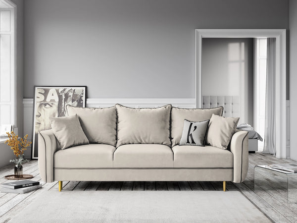 Beige upholstered sofa for living room