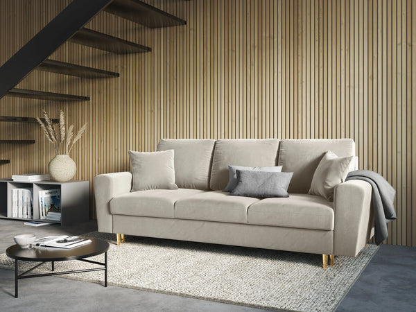 Sofa with sleeping function beige in the living room